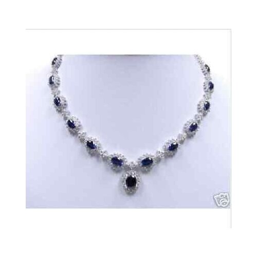 Hot sale precious White Gold Blue Necklace 18"