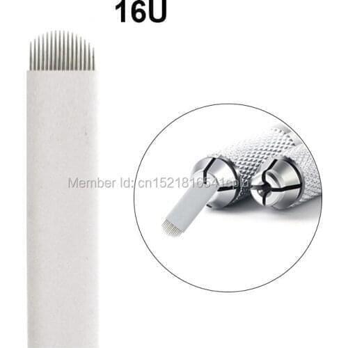 100pcs Lamina tebori 0.2mm 16u Tattoo Needles Microblading Needle for Permanent Makeup Eyebrow Blades for Tattoo Manual Pen