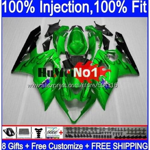 Injection For SUZUKI 1000CC GSXR-1000 GSXR 1000 Green&flames 21MC.57 GSX-R1000 GSX R1000 05 K5 GSXR1000 2005 2006 05 06 Fairings