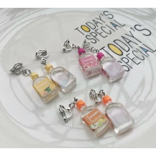 Interesting Handmade Personalized Creative Painless Ear Clip Drink Bottle Fashion Cute Earring Simulation
