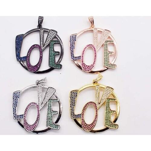 Mixed Color CZ Micro Pave Pendant For Jewelry Making 35mm