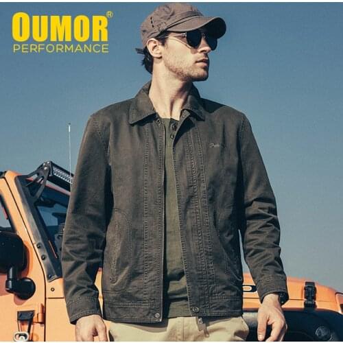 Oumor Men Autumn New Casual Army Cotton Washed Jacket Coat For Mens Winter Air Force Cargo Outwear Pockets Vintage Jackets Men