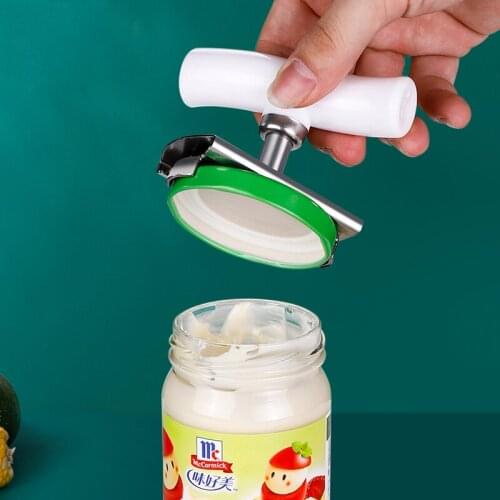 New Adjustable Bottle Opener Stainless Steel Caps Lids Opener Manual Beer Jar Can Opener With Plastic Handle Kitchen Gadget