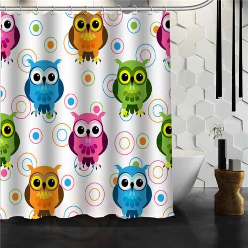 Custom Owl Cartoon Shower Curtain Bath Curtain Waterproof Fabric For Bathroom MORE SIZE 165X180cm,180X200cm