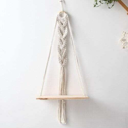Boho Hand Woven Macrame Tapestry Shelf Cotton Rope Tassel Plants Hanger Home Living Room Bedroom Decoration Wall Hanging Shelf
