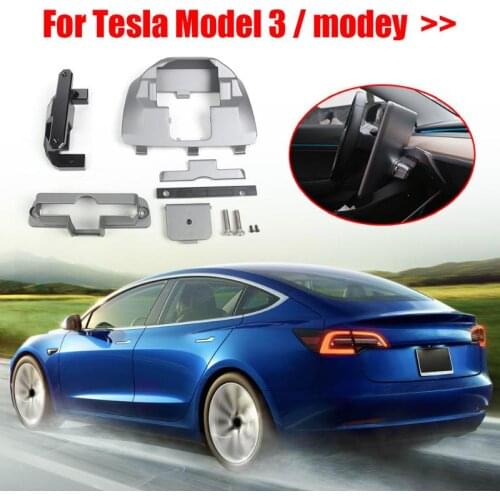 Car Aluminum Alloy + ABS GPS Stand Navigation Screen Rotating Luminescent Silver Holder Swivel Mount Bracket for Tesla Model 3 Y