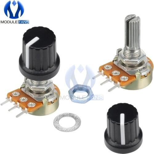 5PCS Potentiometer Resistor 1K 2K 5K 10K 20K 50K 100K 250K 500K 1M Ohm Linear Taper Rotary Potentiometer For Arduino Cap Knob