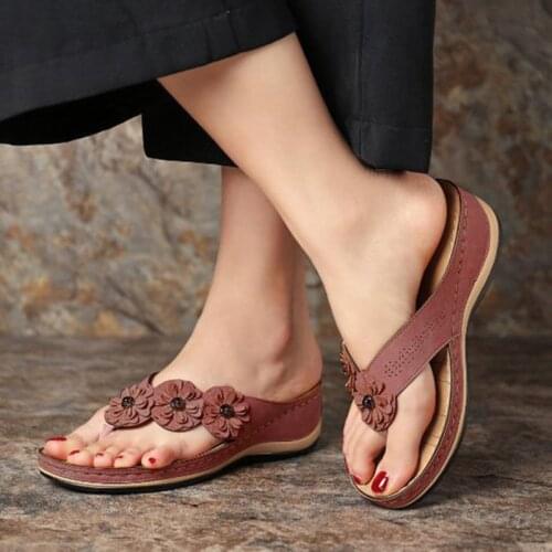 Flower Sandals High Quality Retro Fashion Slippers Non-slip All-match 2020 New Beach Slippers Woman Comfortable Simple Slipper