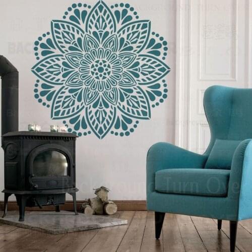 60cm - 100cm Stencil For Wall Painting Template Decor On The Niche Lock Large Huge Giant Mandala Indian Arabic Ethnic Round S150