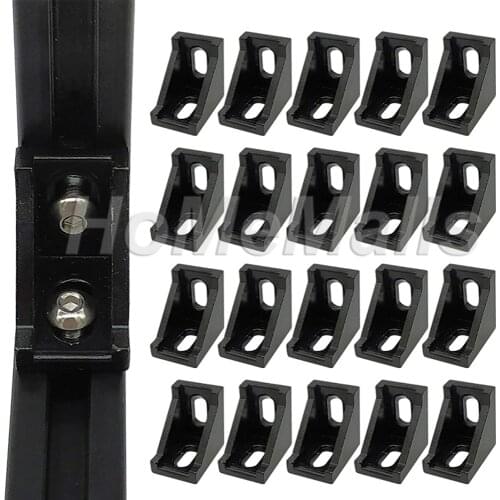20pcs Black/Silver Corner Bracket Aluminum Right Angle Bracket For Building Industrial Aluminum Profile Frame Structures 2020s