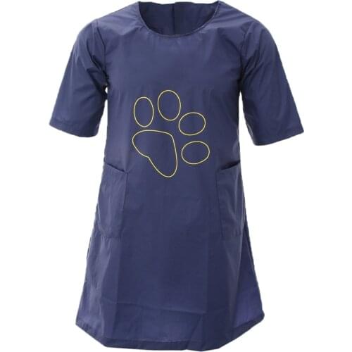 Waterproof Dog Grooming Apron Professional Groomer Apron with 2 Pockets Beautician Uniforms