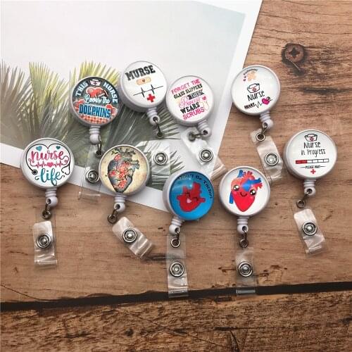 Brain and Heart Badge Reel Retractable Name Card Badge Holder Medical MD RN Nurse Badge Holder Office Supplies