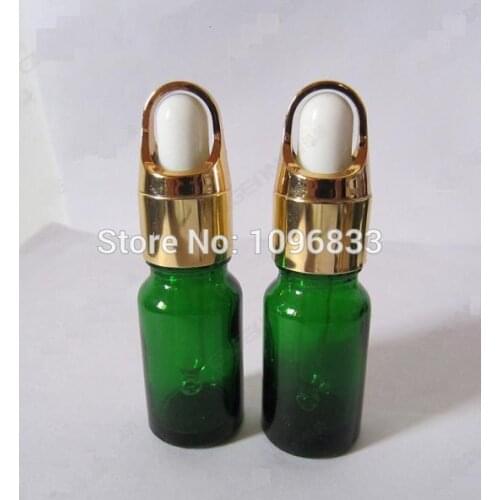 10ML Green Essential Oil Bottle Rubber Dropper Vial Rubber Pipette Vials Glass Dropper Bottle Cosmetic Packing Vial, 40pcs/Lot