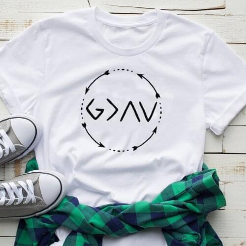 God Is Greater Than The Highs and Lows 90s Aesthetic Women Tshirt Christian Shirt Cotton O Neck Female Clothing Short Sleeve Tee