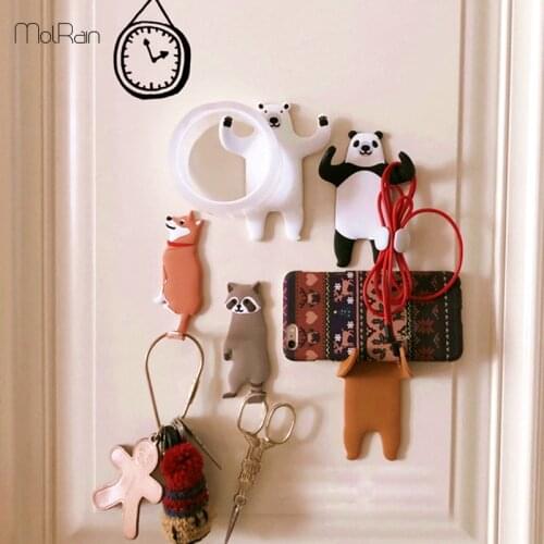 1pcs Hook Key Wall Removable Kitchen Hooks Silicone Animal Fridge Reuse key holder wall Decorations Recycle Home Decor