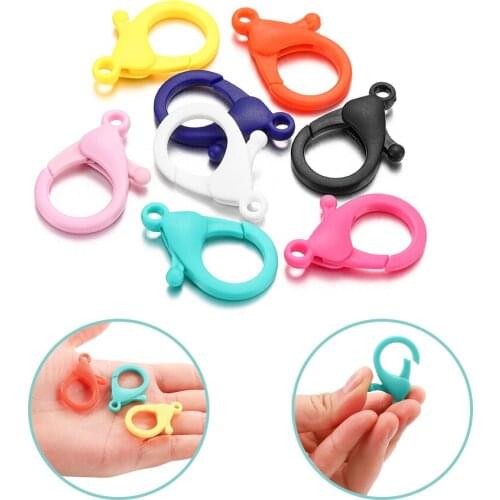 10Pcs/lot 35mm Colorful Plastic Lobster Clasps Key Chain Key Ring Buckle Snap Hook For DIY Jewelry Making Findings Accessories