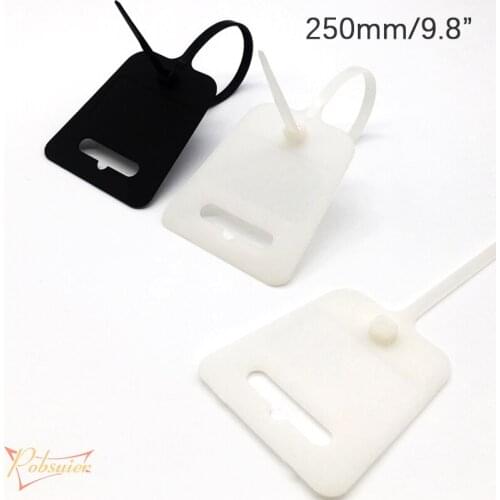 100Pcs Plastic Blank Hang Tags with hole Disposable Seal Label Marker Plate White Black 250mm/9.8"
