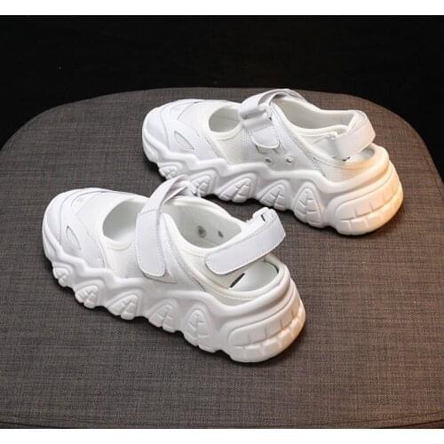 2021 Summer Fashion Women Wedge Sandals White Platform Chunky Sneaker Hook Casual Female Sports Shoes Tennis