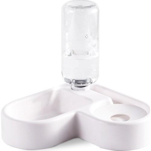 Heart Shaped Cat Automatic Water Dispenser Dog Cat Water Fountain with Food Bowls Dual-use Automatic Pet Feeder for Cats Dogs