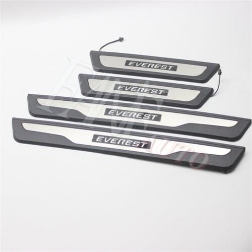 Car Styling Stainless Steel Led Door Sill Scuff Plate Guard Protector Trim For Ford Everest 2015-2019