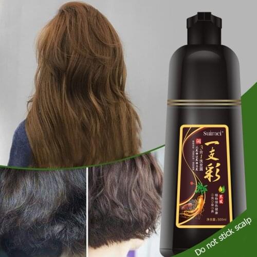 SUIMEI Brand 500ML Extract Organic Ginseng Permanent Black Hair Shampoo No Side Effect Fast Black Hair Dye Anti White Hair
