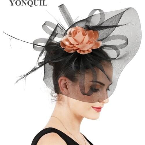 Flowers Bridal Hats Fascinators Handmade With Tulle Linen Hats Elegant Womens Formal Evening Party Hair Wedding Accessoreis