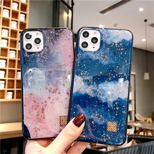 Gold Foil Colorful Bling Glitter Cases For iPhone 12 11 Pro XS Max X XR SE Marble Soft TPU Back Cover For iPhone 7 8 6 6s Plus
