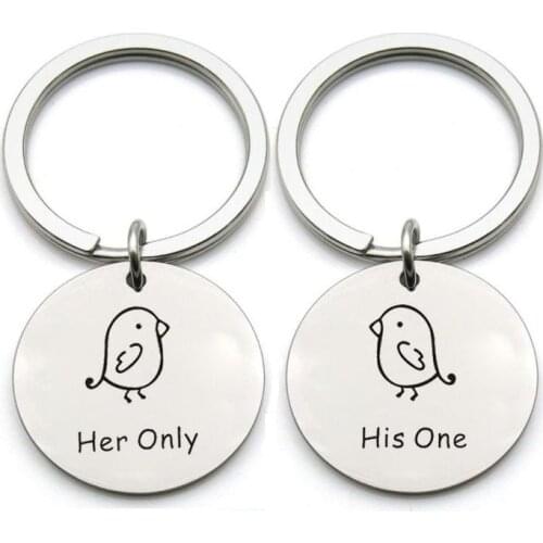 Her Only His One Keychain Cute Creative Letter Couple Key Ring Christmas Gift for Boyfriend/Girlfriend Jewelry Accessories NEW