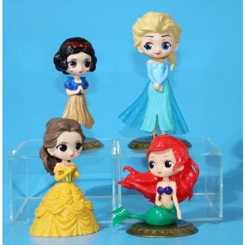 Disney Princess Toy Doll Anime Characters Elsa Snow White Mermaid Belle Figures Decoration Kids Girl Toys Gift