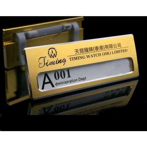 10pcs custom 70*26mm name badge holder aluminum alloy nameplate reusable employee name tag