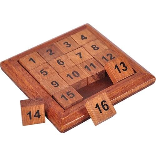 Classic Toys Wood Number 1-16 Puzzle IQ Brain Teaser Logic Wooden Puzzles Game Math Toys Table Game Play for Adults Children Toy
