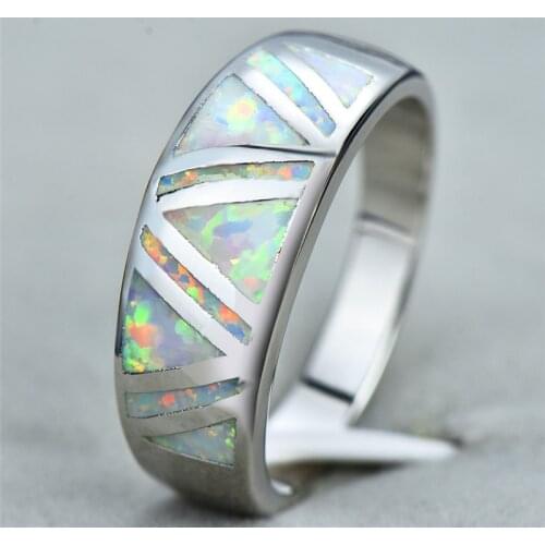 Luxe Style Female Male White Blue Fire Opal Ring 10KT White Gold Engagement Wedding Rings For Men Women Letters M Ring Jewelry