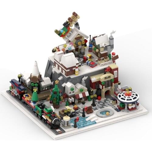 MOC Children Happy Christmas Amusement Park Building Blocks Paradise Winter Wonderland Architecture House Bricks Set Toy Gift