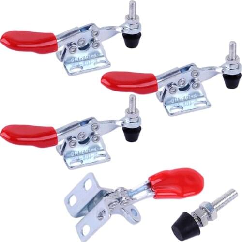 LETAOSK 4Pcs Red Handle Toggle Clamp GH-201A Horizontal Hold Quick-Release Hand Tool