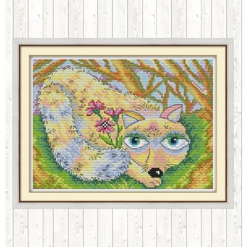 Fox 14ct 11ct Cotton Print Canvas Embroidery Needlework Set Patterns Kit Wall Home Decor Cross Stitch Kits DIY Needlework Crafts