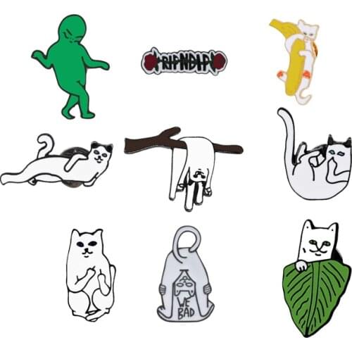 Fashion Cartoon Animals Brooch Funny Cat Enamel Pins Men Denim Jackets Lapel Pin Corsage Badges Women Jewelry Collection Gifts