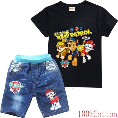 Fashion Boys clothing set kids Girls PAW PATROL T shirt Print toddler Baby girl children suits Outfit 2-15Y
