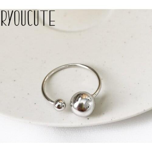 New Cute Funny Silver Color Beads Ball Finger Ring For Women Girls Gifts