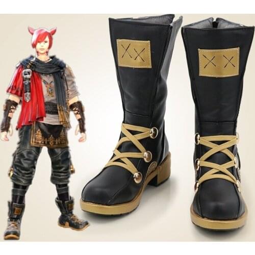 Final Fantasy G'raha Tia Naha Cosplay Shoes Men Boys Halloween Carnival Boots
