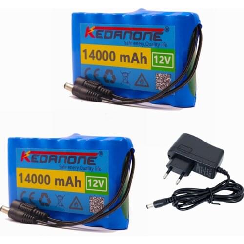 Portable Super 12V Battery Pack 14Ah 18650 Rechargeable Lithium Ion Battery Pack Capacity DC 12.6V 14000mAh CCTV Cam Monitor
