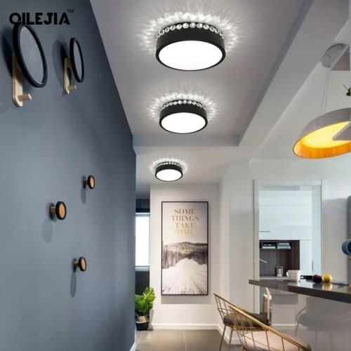 Simple Crystal Chandelier Aisle Lights For Corridor Parlor Loft Balcony White/Black/Gold Deco Lighting Fixtures Indoor LED Lamps