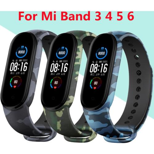 Correa Mi Band 5 4 3 Strap Xiaomi Replacement Bracelet Watch Band Silicone Pulseira Smart Sports Fitness Wrist Belt Camouflage