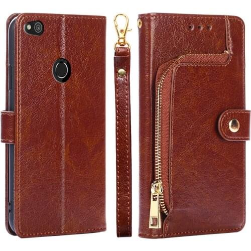 Luxury Leather Case for Huawei honor 8 Lite 5.2inch Card Zipper Wallet Book Flip Cover for Huawei honor 8 Lite Fundas PRA-TL10