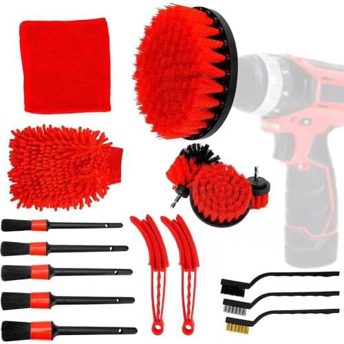 16pcs Plastic Car Electric Brush Car Detail Brush Cleaning Brush Set Car Cleaning Tool