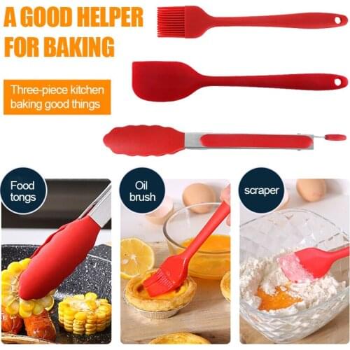 7/9Inch Stainless steel Silicone Kitchen Tongs BBQ Clip Portable Silicone Oil Brush Scraper Steak Clip Baking Tool