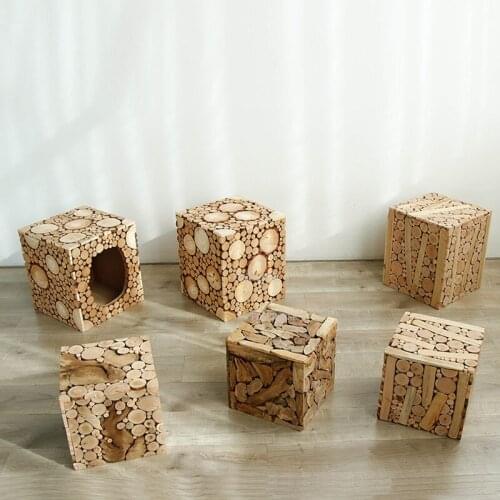 Nordic Living Room Stool Custom Wooden Home Furniture Children Small Stools Decoration Creative Chair Bench Decorative Ottoman