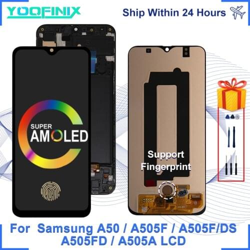 Super AMOLED For Samsung Galaxy A50 Display Touch Screen Digitizer Replacement Parts For SM-A505F/DS A505FM/DS A505 LCD Display