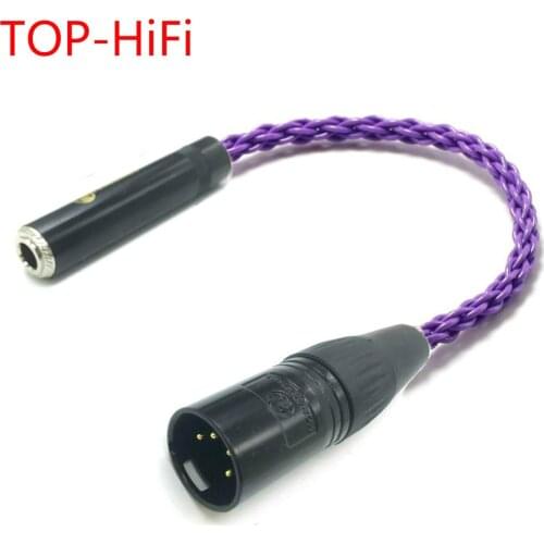 TOP-HiFi 4-Pin XLR Male Balanced to 6.35mm 1/4 Female Single Crystal Coppe Silver Plated Audio Adapter Cable 6.35mm to XLR