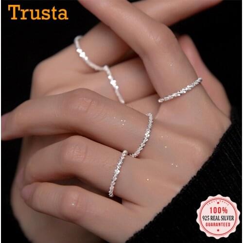 Trustdavis Real 925 Sterling Silver Fashion Simple Babysbreath Charm Finger Ring For Women Wedding Party Fine Jewelry DA2049