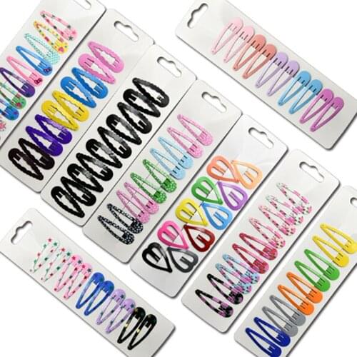 10 pcs High Quality Printing Snap Hair Clips for Kids Solid Metal hairpins Girls cute Hair accessories Clips Hairgrips Barrettes